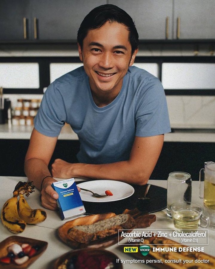 Instagram post by @thatguyslater for Vicks Philippines. Caption reads: Find someone that will wake up early to make....
