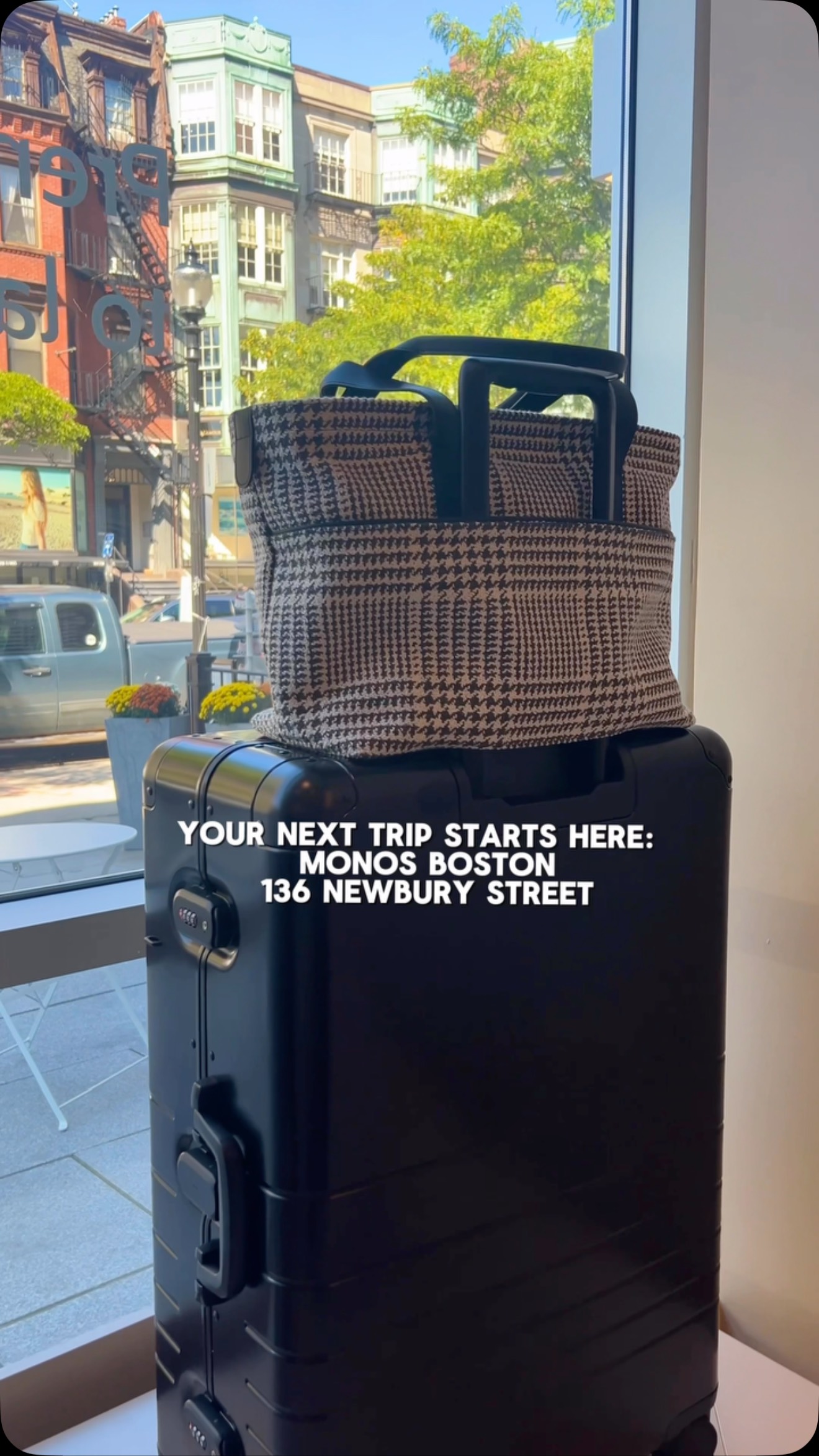 Instagram post by @savathyong for Monos. Caption reads: The wait is over - @monostravel has officially....