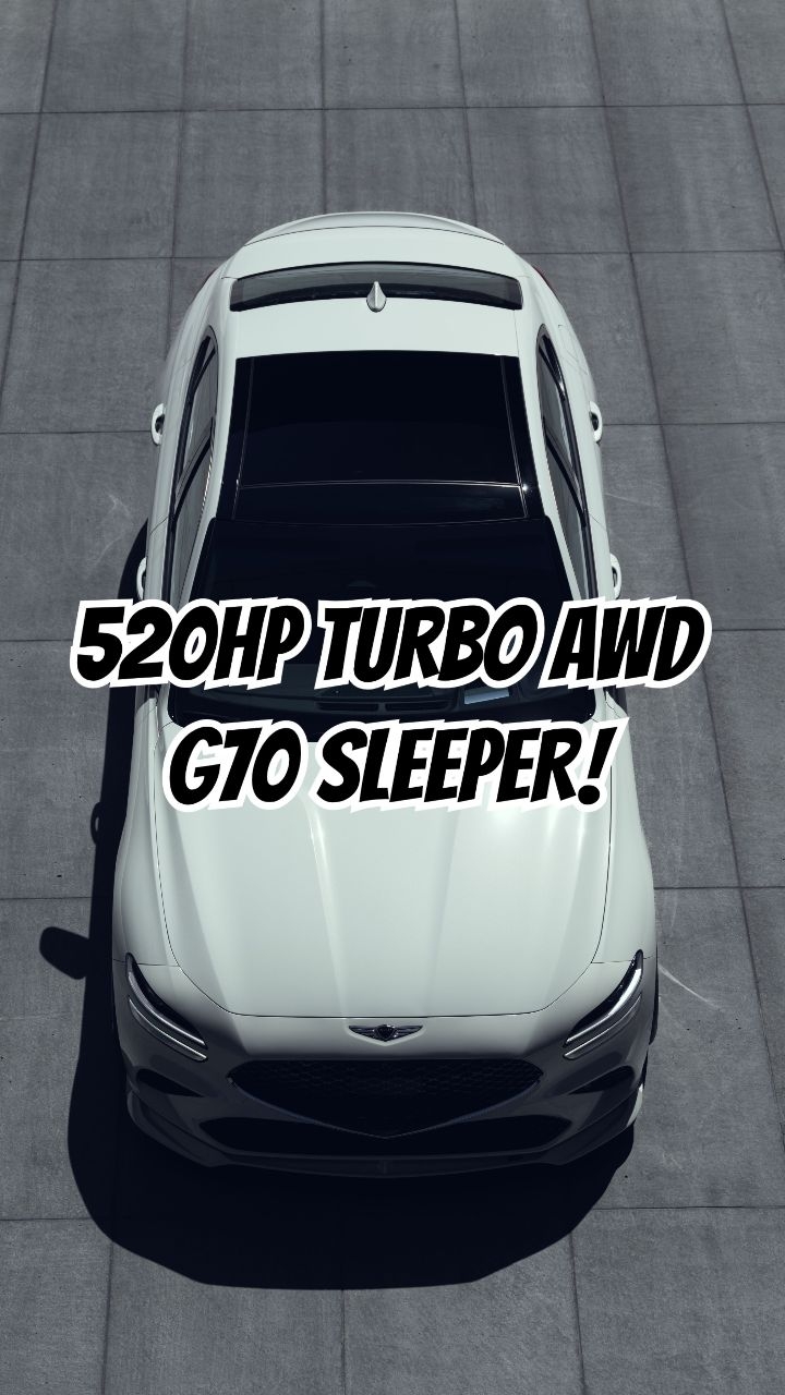 Instagram post by @omgbuilds for Genesis USA. Caption reads: The perfect daily? 2025 G70 3.3T AWD making 520HP....