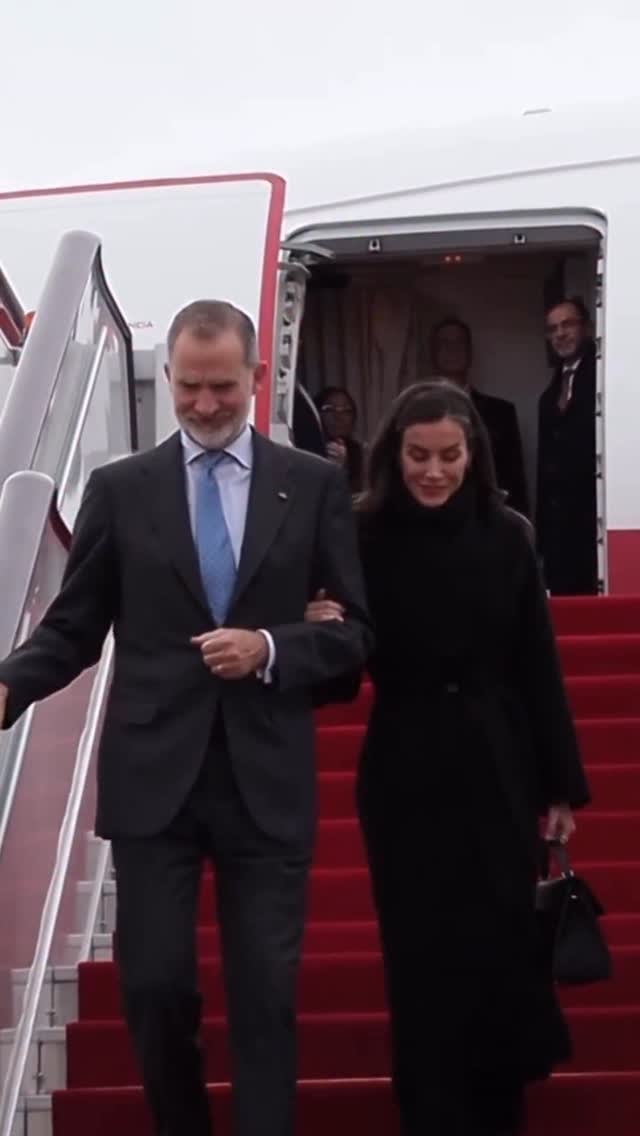 Instagram post by @royalstylewatch for Carolina Herrera. Caption reads: King Felipe and Queen Letizia arrived earlier this....