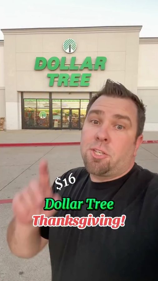 Instagram post by @themilehams for Dollar Tree. Caption reads: Dollar Tree Thanksgiving! 👀👀👀 @dollartree.