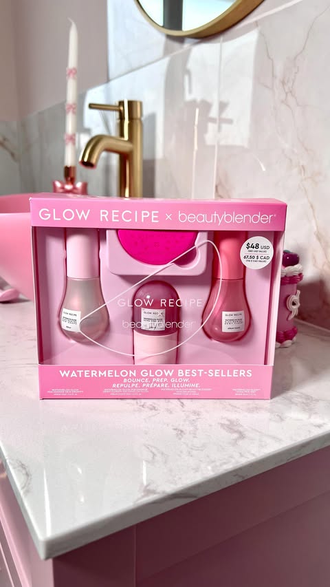 Instagram post by @georgiachan1 for Glow Recipe. Caption reads: The Cutest Collab 🎀🩷✨ Featuring @glowrecipe x....