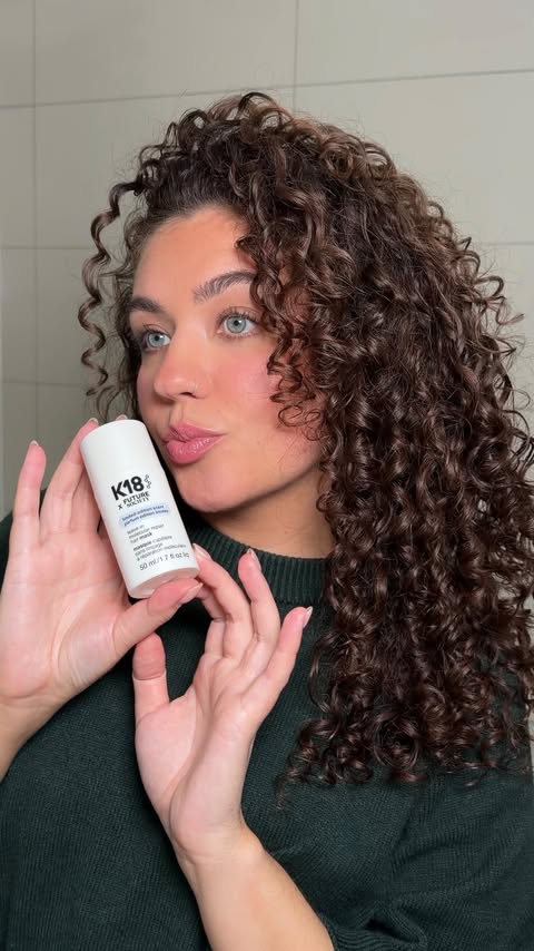 Instagram post by @sophiemariecurly for Future Society. Caption reads: AD @k18hair and @futuresociety have teamed up to....