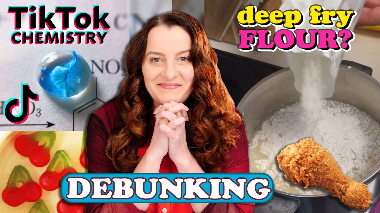 YouTube post by @HowToCookThat for KiwiCo. Caption reads: Debunking: TikTok Food Hacks, Experiments & Candy....