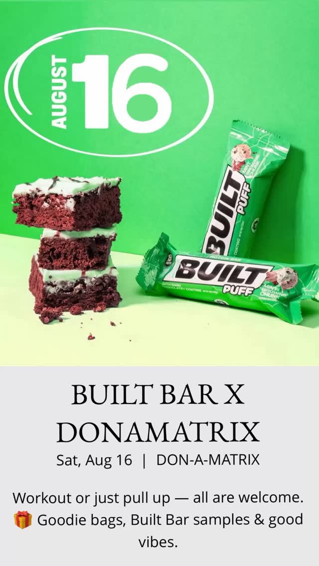 Instagram post by @everythingdonamatrix for BUILT Bar. Caption reads: @donamatrixtraining x @builtbar join forces for a....
