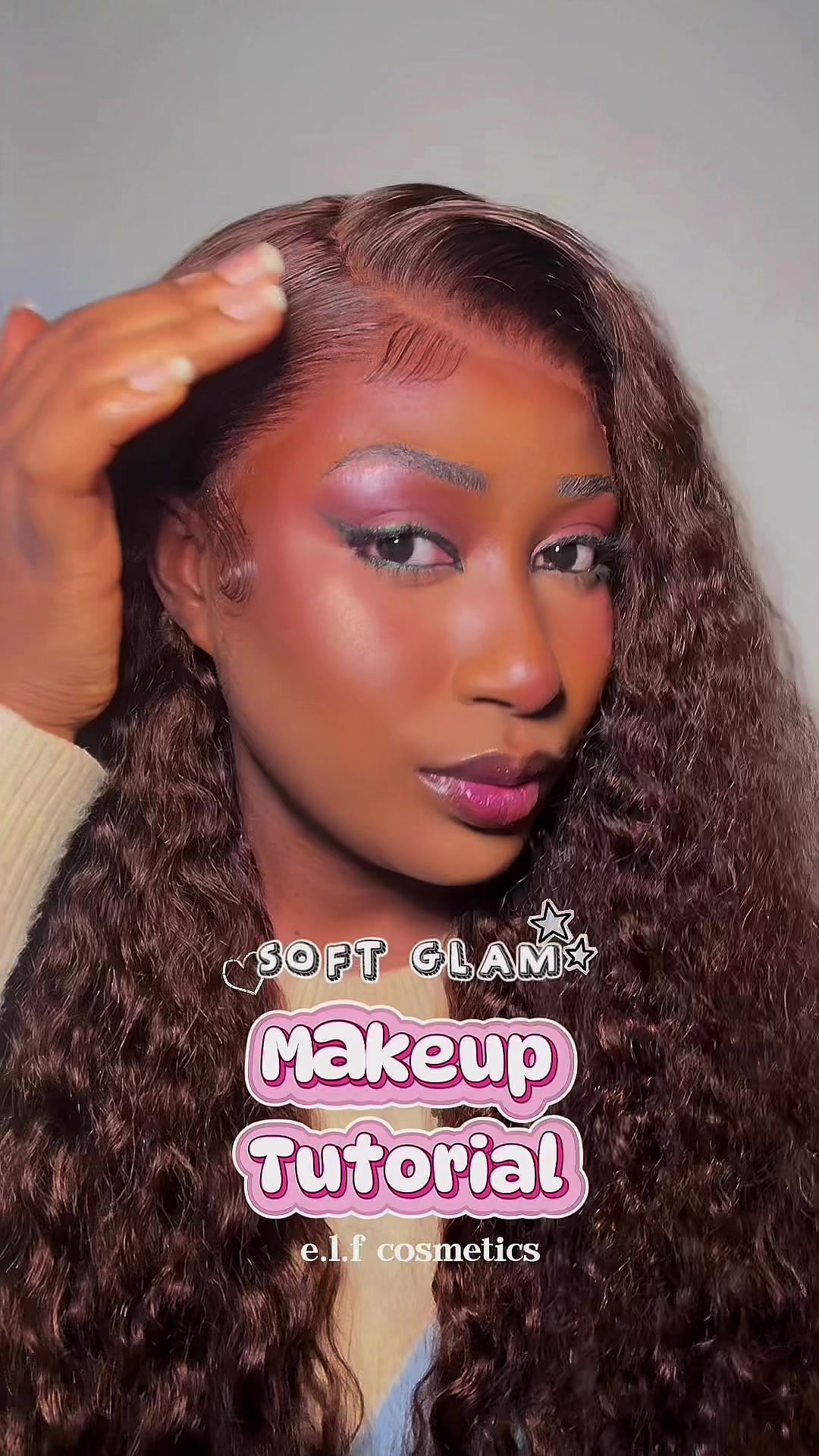 TikTok post by @abbie848 for BASMA Beauty. Caption reads: Soft glam makeup tutorial 🤍✨ Hydrated skin, soft....