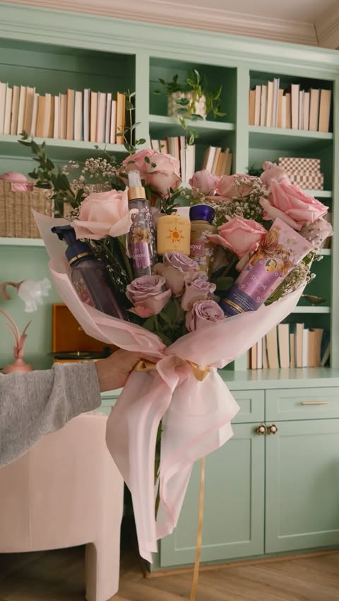 Instagram post by @astoldbymichelle for Bath & Body Works. Caption reads: #ad Make gift bouquets with me! These dreamy....