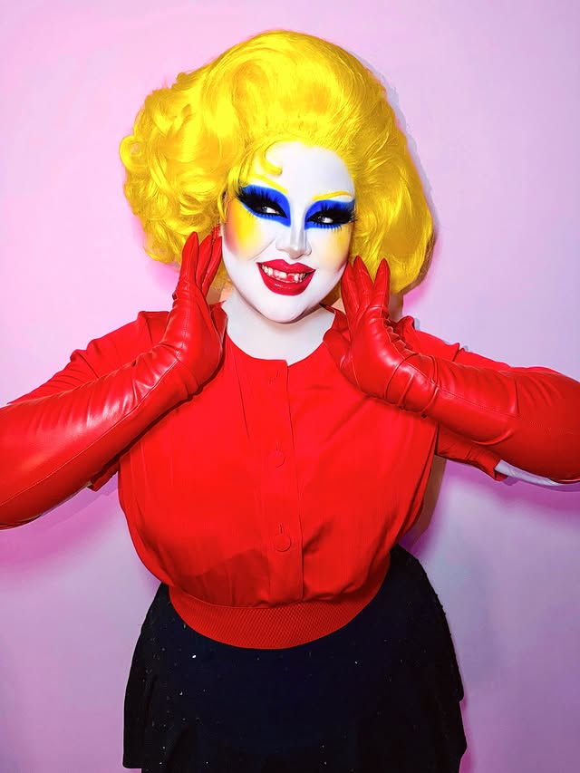 Instagram post by @cremefatale for PinkyParadise. Caption reads: [...] have it all 💛💙❤️ @wigsbytips Wig....