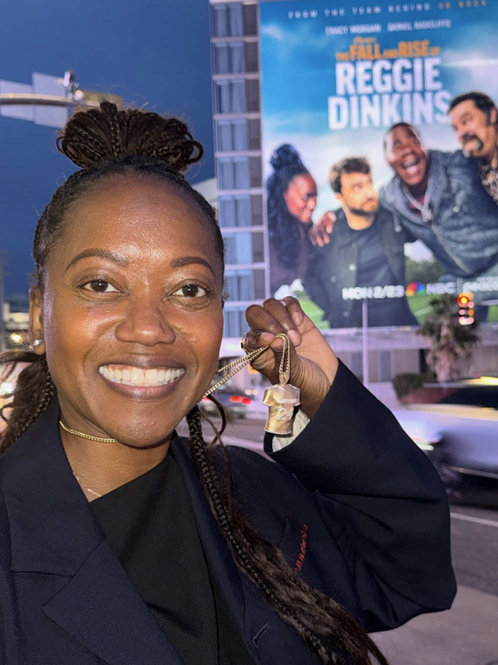 TikTok post by @erikaalexanderthegreat for Peacock TV. Caption reads: LIVE! I’m on Sunset Blvd ya’ll!! The Fall and Rise....