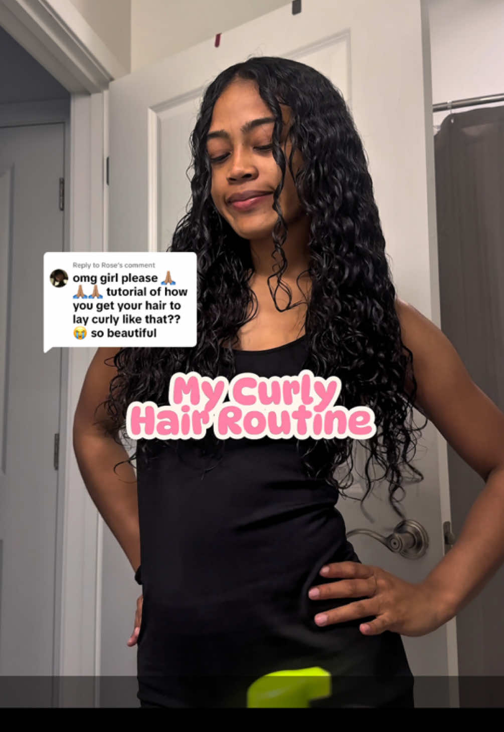TikTok post by @makaylaxjustice for Design Essentials. Caption reads: [...] @Rose My go-to curly routine 🌀✨ • @Design....