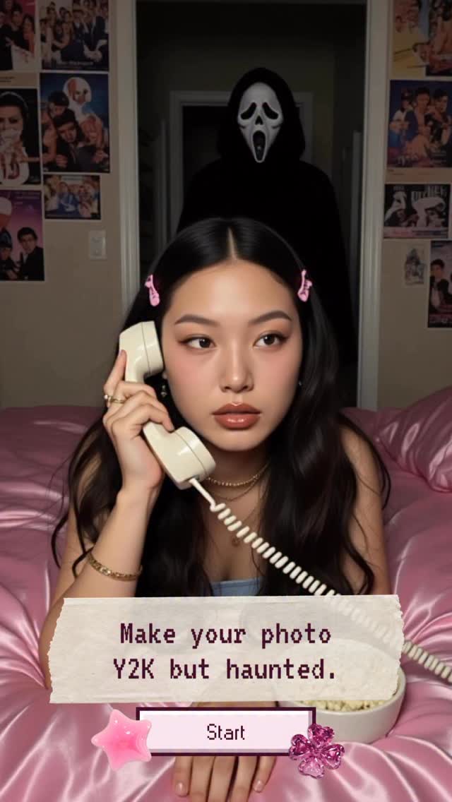 Instagram post by @designby_mie for VivaVideo. Caption reads: [...] energy ✧
Y2K ghost face edit made with....