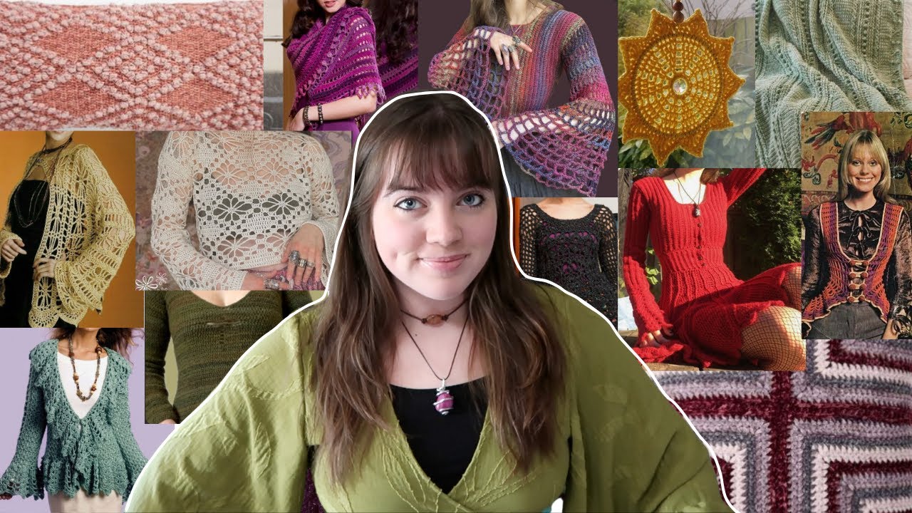 YouTube post by @omazingpaige for Yarnspirations. Caption reads: 50+ easy WHIMSIGOTH crochet ideas with free....