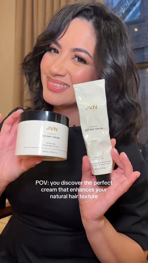 Instagram post by @imjessicagabriela for JVN Hair. Caption reads: Air Dry Cream enhances what you already have -....