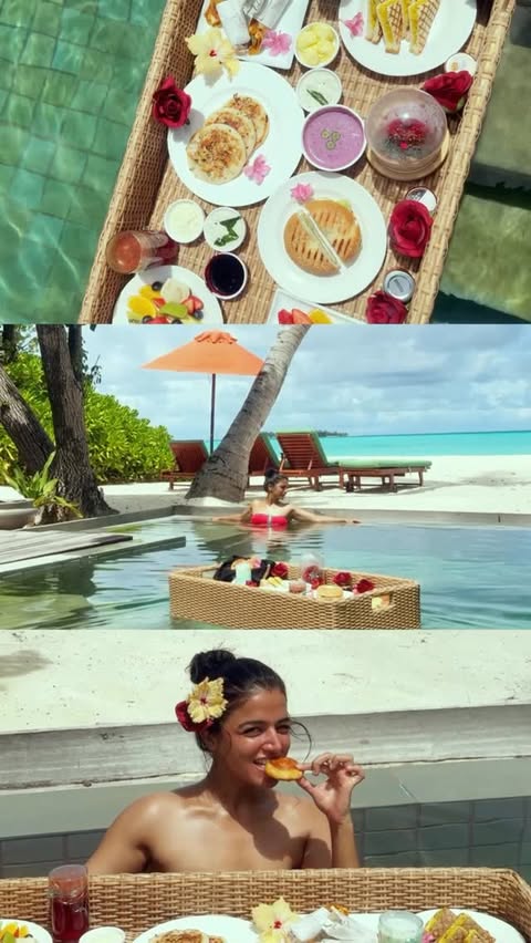 Instagram post by @wamiqagabbi for Taj Hotels. Caption reads: [...] the @tajmaldives 🏝️ 🌊 🌅 Thank you....