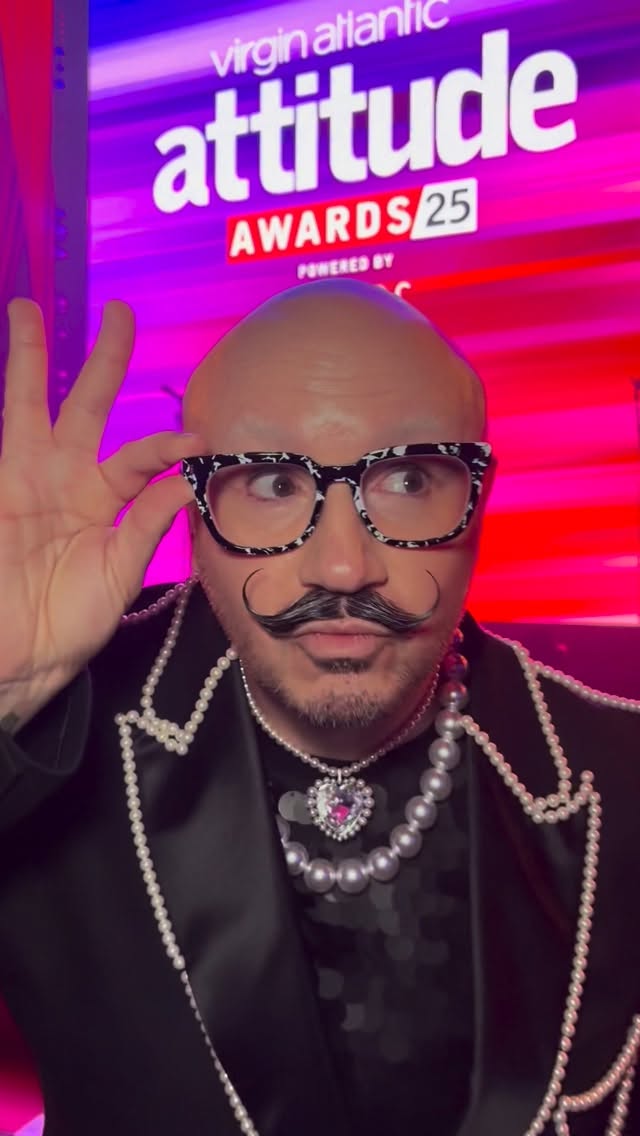 Instagram post by @dominic_mua for Jaguar. Caption reads: Pearls, but make it EXTRA!⚪️Here is my #CustomSuit....