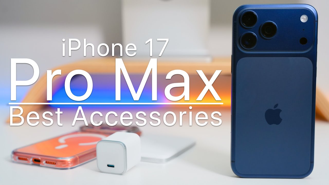 YouTube post by @zollotech for B&H Photo Video. Caption reads: iPhone 17 Pro Max - Best Accessories.