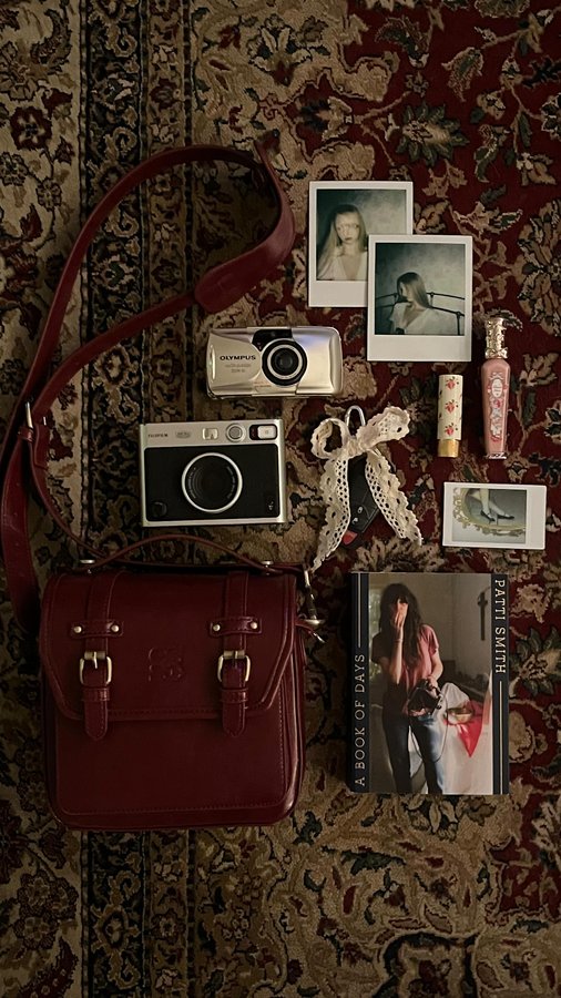 Instagram post by @romneyellen for Ecosusi. Caption reads: every girl needs a camera bag 💌 @ecosusi_vintage....
