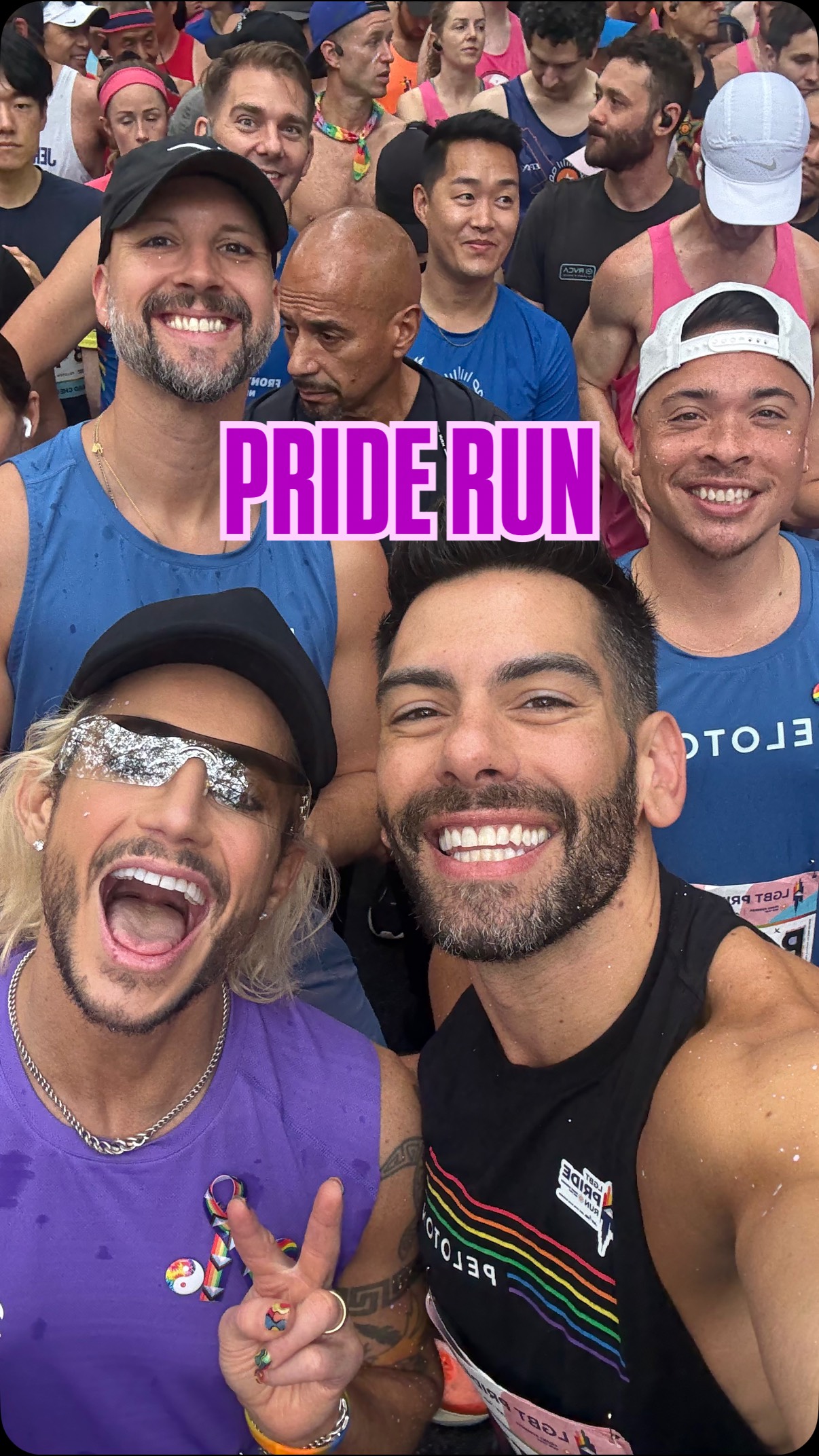 Instagram post by @frankiejgrande for Peloton. Caption reads: PRIDE RUN 🏳️‍🌈🏳️‍⚧️ Such a great morning in....