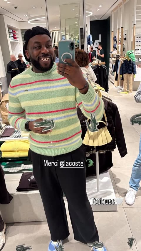 Instagram post by @jbinobile for Lacoste. Caption reads: @lacoste 🤍 Toulouse 🐊 #pourtoi #invitation.