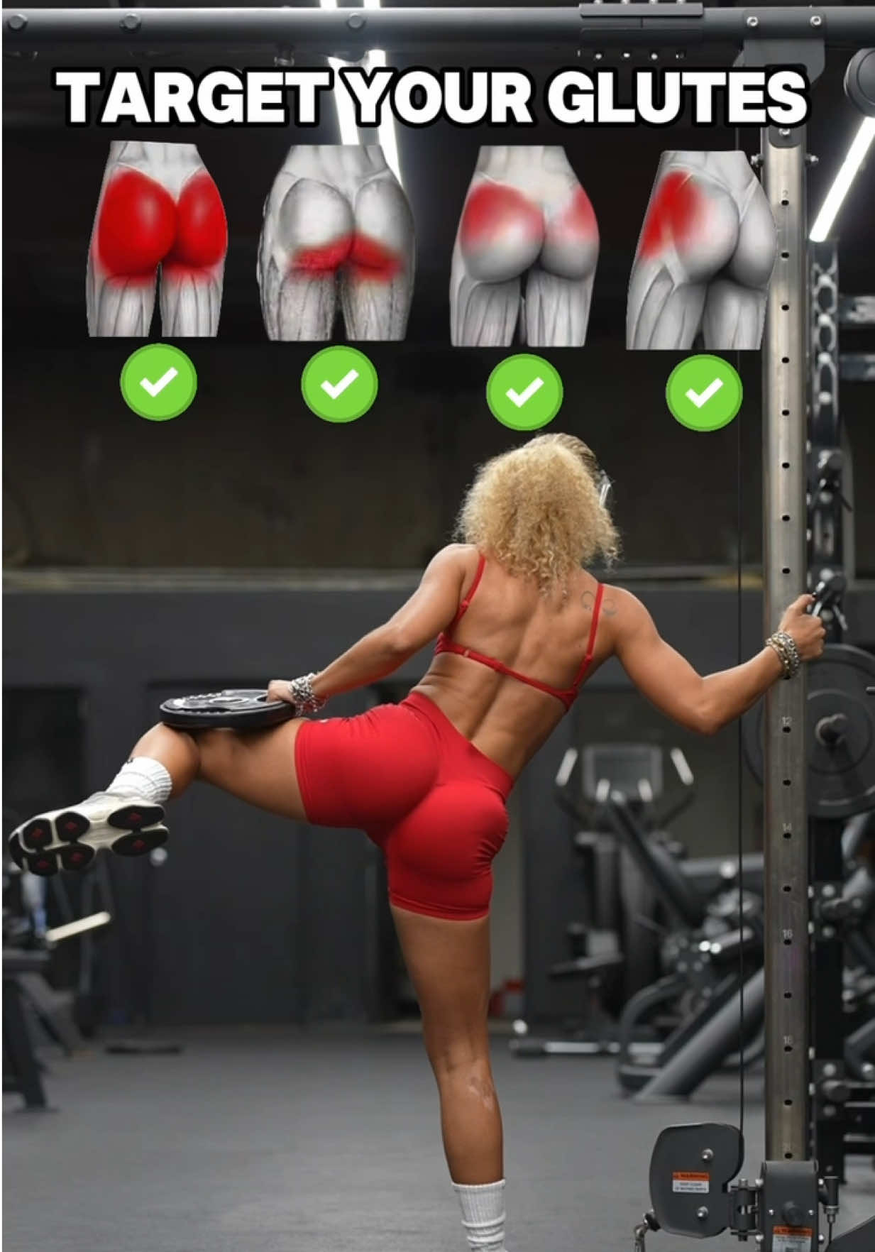 TikTok post by @the_french_fit for Women's Best. Caption reads: If glute growth is your goal 🍑 you need to train....