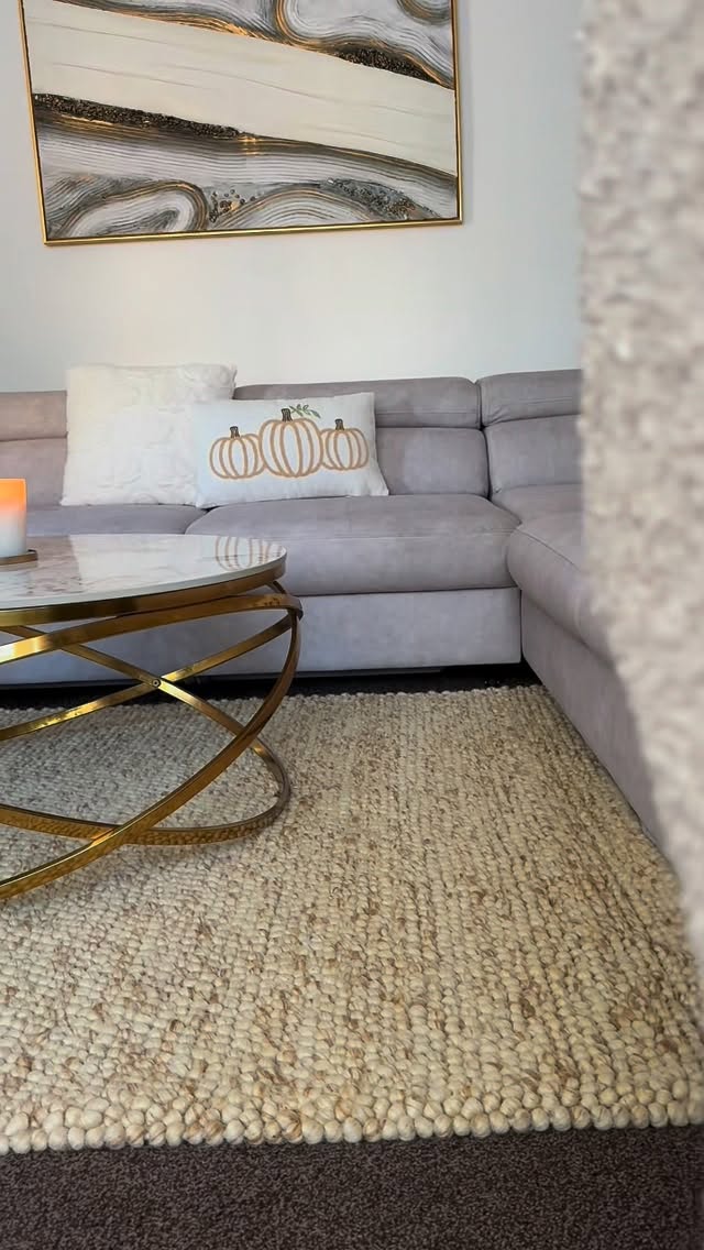 Instagram post by @taviben.kitchen for Trendcarpet. Caption reads: 🍂 Your home refresh starts here! @trendcarpet....