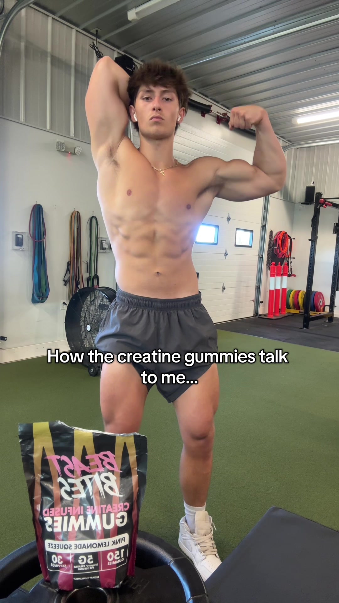 TikTok post by @jacobbowles_ for Beast Bites. Caption reads: [...] #creatine #creatinegummies #gymtok @Beast....
