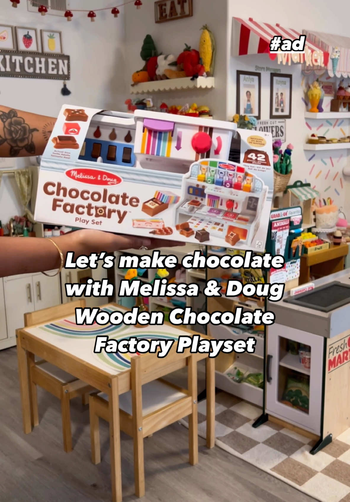 TikTok post by @ashleyy.guy for Melissa & Doug. Caption reads: #ad Who doesn’t want to make their own chocolate....
