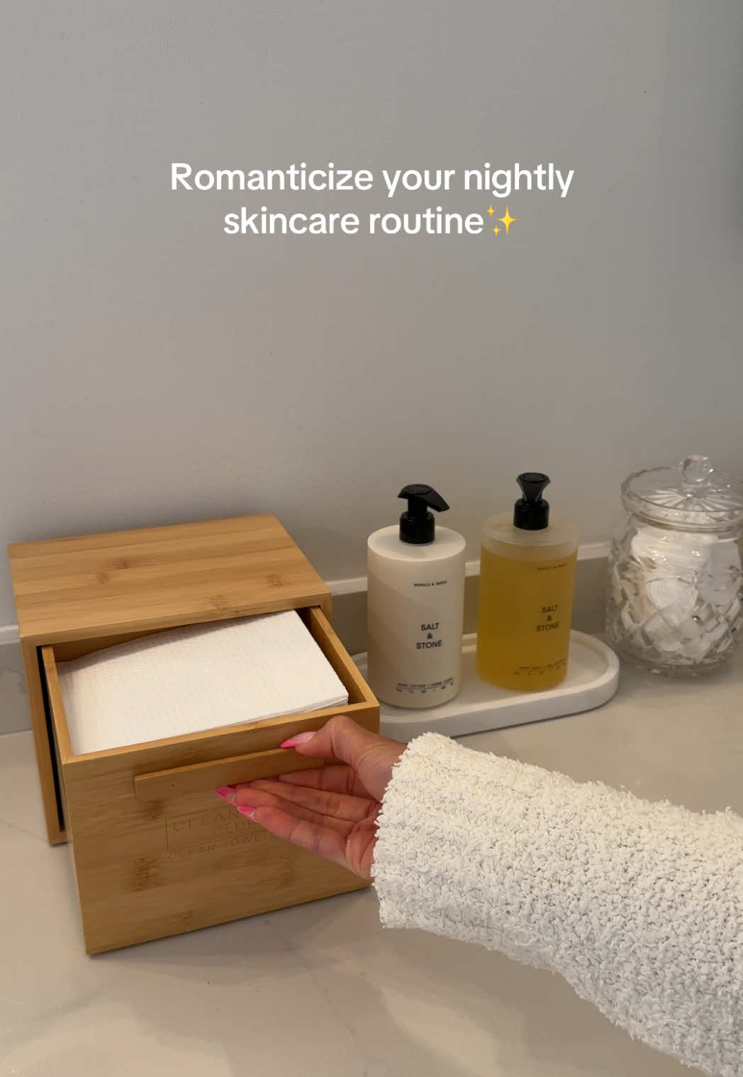TikTok post by @kristinmarieclark for Clean Skin Club. Caption reads: [...] your nightly skin care routine with @Clean....