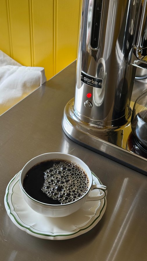 Instagram post by @matildalevenborn for aarke. Caption reads: [...] mornings hit different lately☕️
My Aarke....