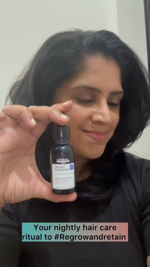Instagram post by @ammisaga for L'Oréal Professionnel Paris. Caption reads: This hair growth serum actually made my hair feel....