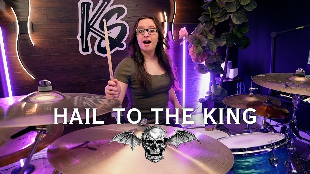 YouTube post by @KristinaSchiano for TOZOSTORE. Caption reads: Avenged Sevenfold - Hail To The King - Drum Cover.