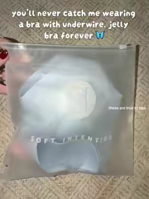 TikTok post by @sammytjammy for Soft Intention. Caption reads: this is my third jelly bra from soft intention. i....