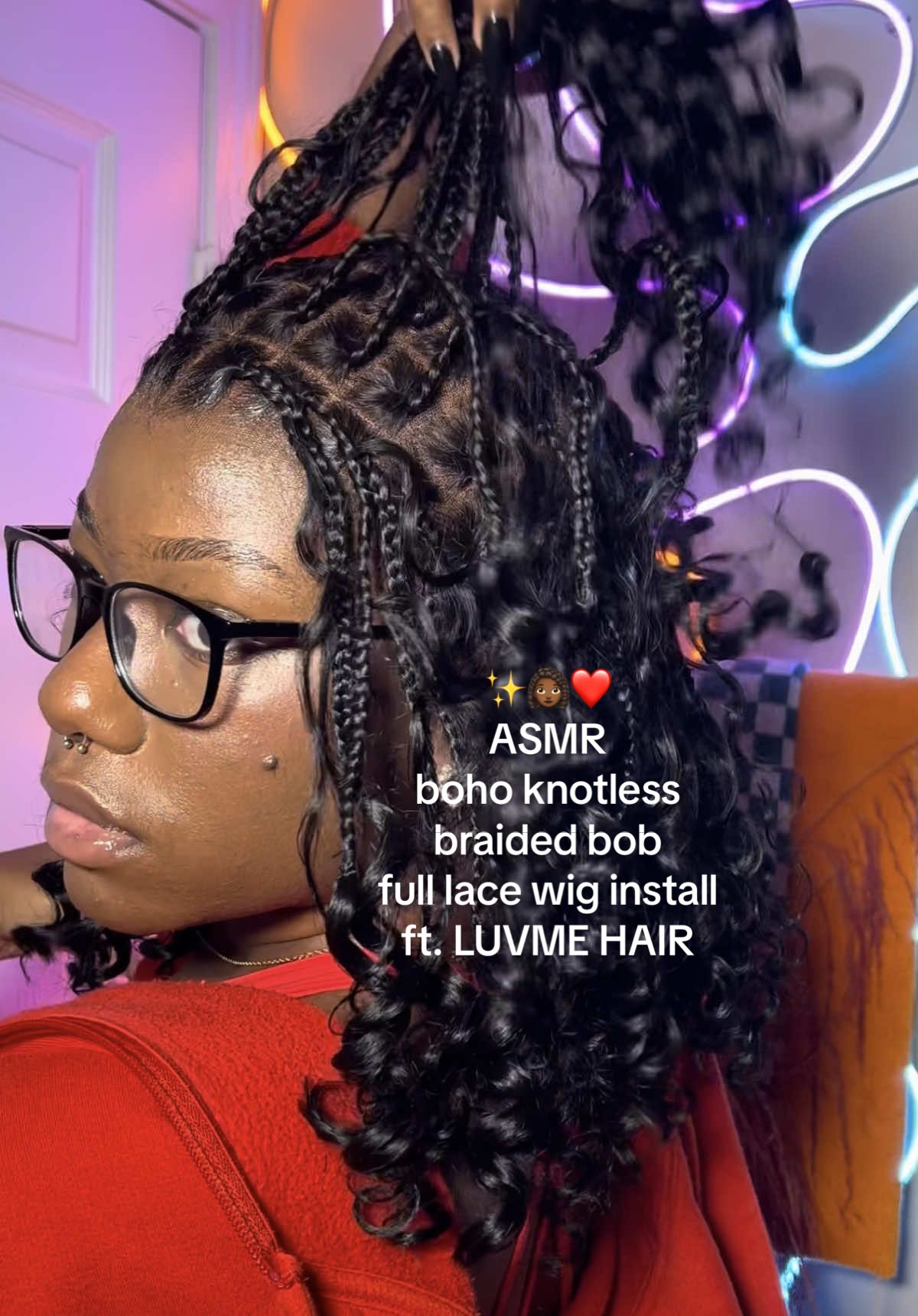 TikTok post by @zhanealiya for Luvme Hair. Caption reads: I see the braided bob appeal now 😭❤️ and my....