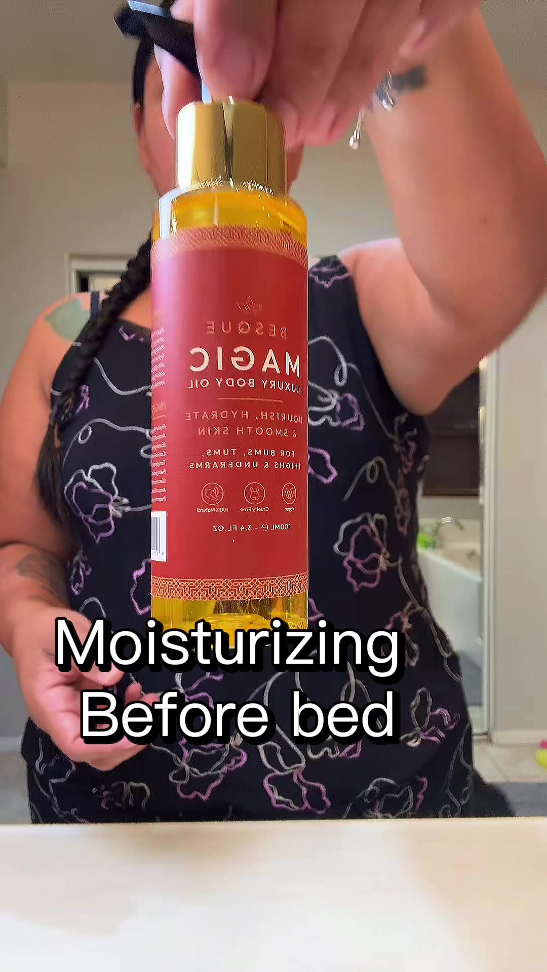 TikTok post by @kiki_munoz for Besque. Caption reads: @Besque has your girls skin feeling smooth and....