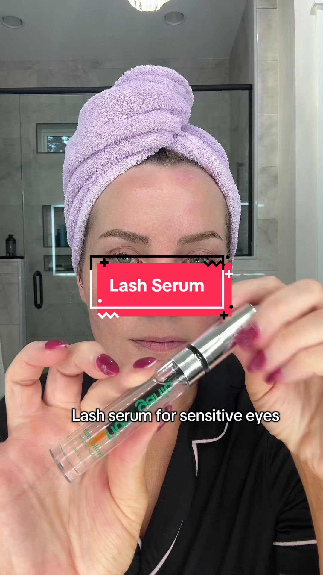 TikTok post by @bdozier for Nuorganic. Caption reads: Finally a lash serum for light eyed/sensitive eyed....