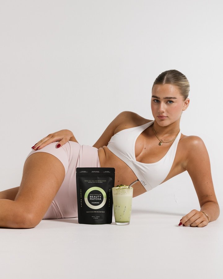 Instagram post by @sophadophaa_ for Tropeaka. Caption reads: I HAVE MY OWN MATCHA!!!!!! 🥹💓🍵✨☁️ I have been....