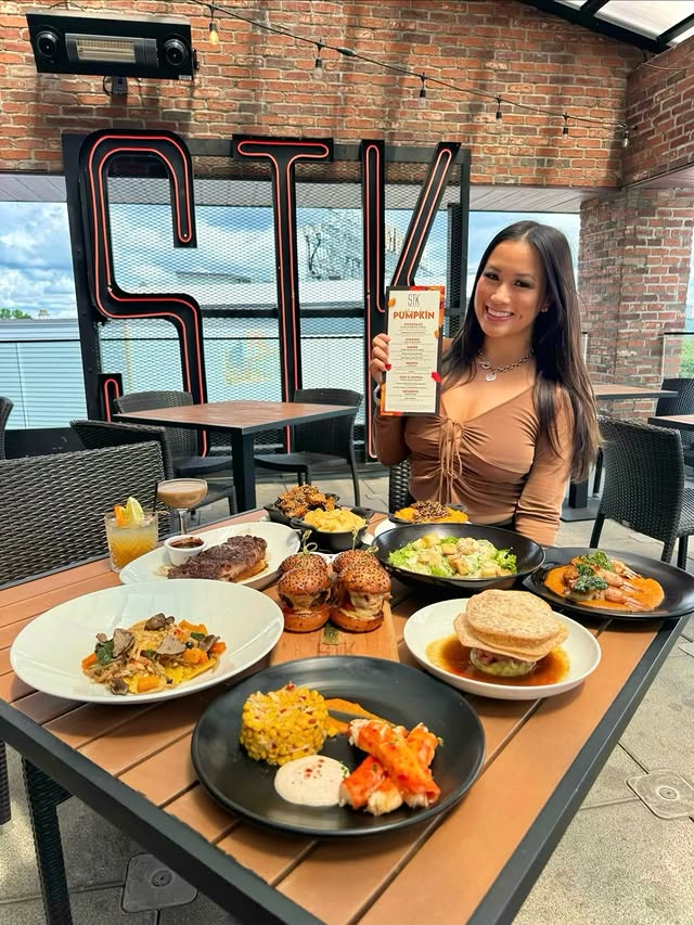 Instagram post by @bytiffanynguyen for STK Steakhouse. Caption reads: 🚨 GIVEAWAY ALERT! 🚨 Pumpkin Season is officially....