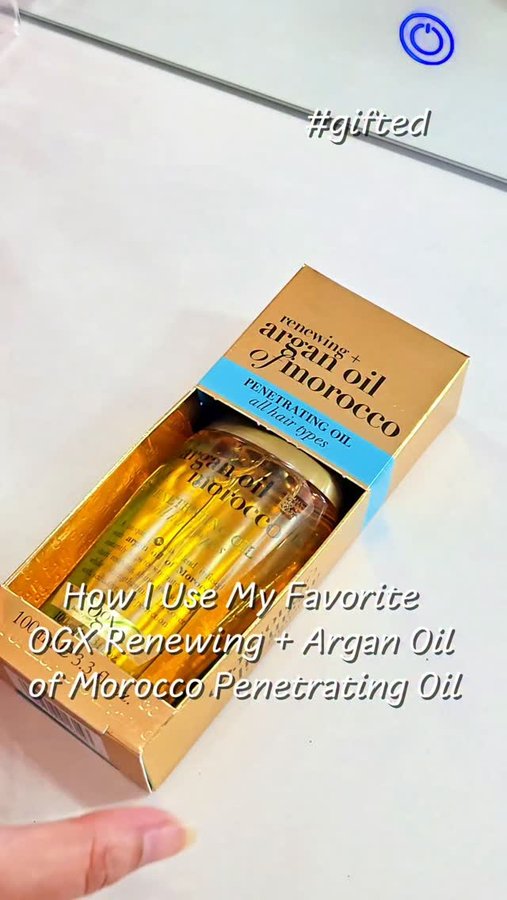 Instagram post by @mrudulachandekar for OGX Beauty. Caption reads: ✨️ How I Use My Favorite OGX Renewing + Argan Oil....