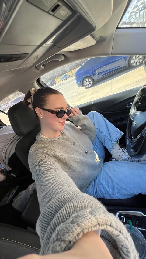 Instagram post by @itsjustbritt.tx for Rent the Runway. Caption reads: Sweater & jeans are from my monthly @renttherunway....