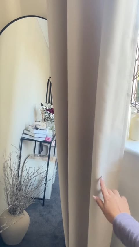 Instagram post by @_nuveraa for Joydeco. Caption reads: [...] #aesthetic #fyp #viral #home #curtain....