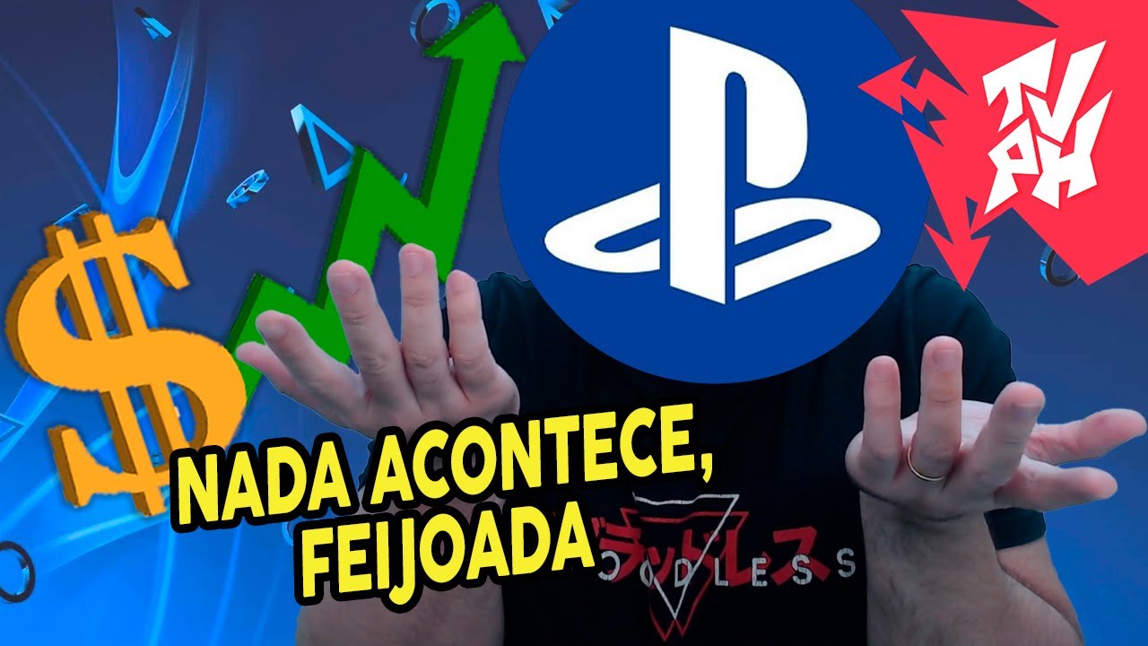 YouTube post by @tvPH- for AliExpress. Caption reads: Notícias Ruins Não Afetam o PlayStation.