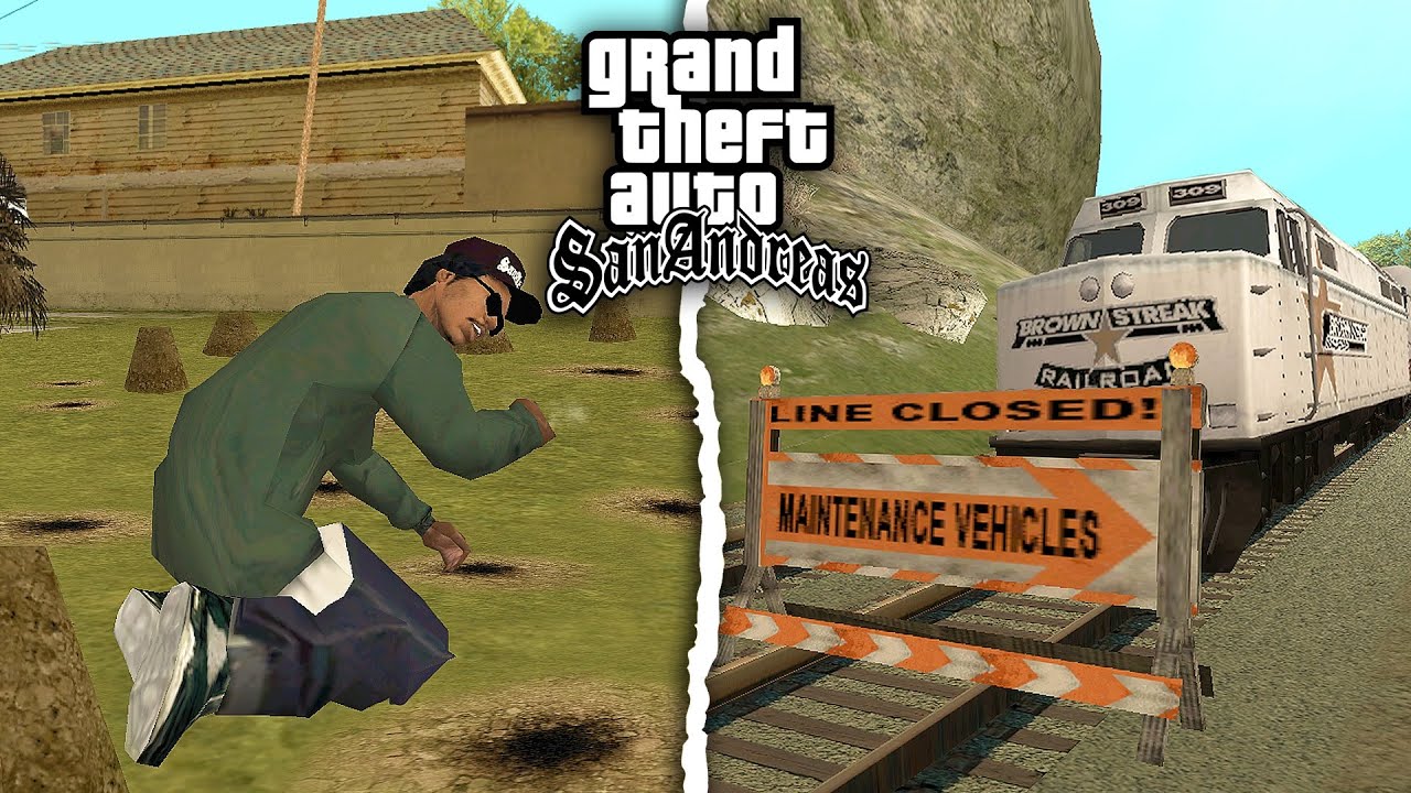 YouTube post by @SharkyGTA for SteelSeries. Caption reads: 20 Plot Mistakes in GTA San Andreas.