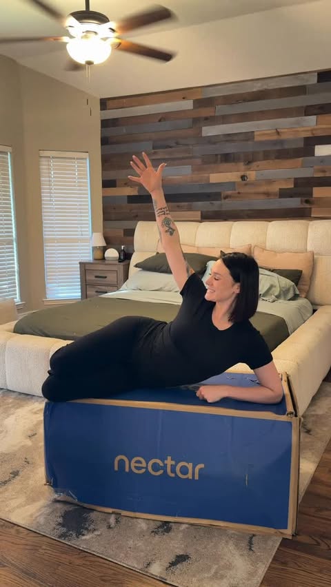 Instagram post by @positively_paige_ for Nectar Sleep. Caption reads: [...] Link in my bio 💋 #ILoveMyNectar....
