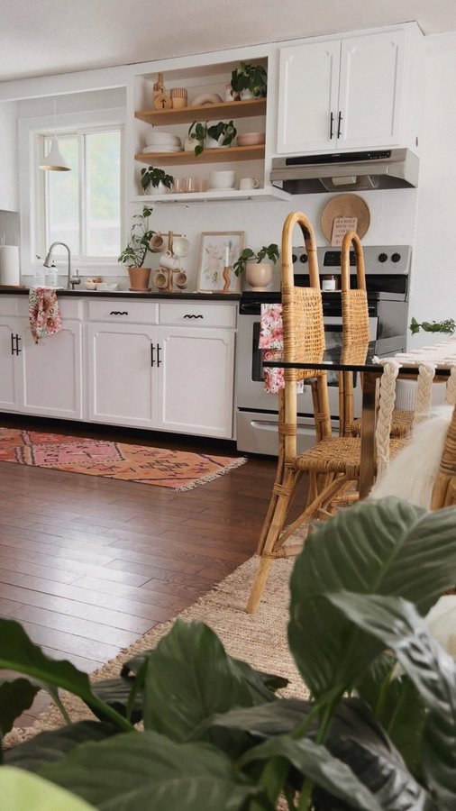 Instagram post by @styledby.rhonda for MyDomaine. Caption reads: kitchen reveal pt. ✌🏼
 
i'm so excited to finally....