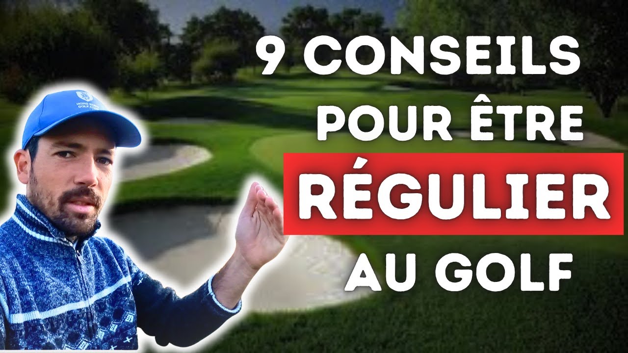 YouTube post by @Peaceandgolf for Podia. Caption reads: Be CONSISTENT at golf with these 9 tips - Vlog and....