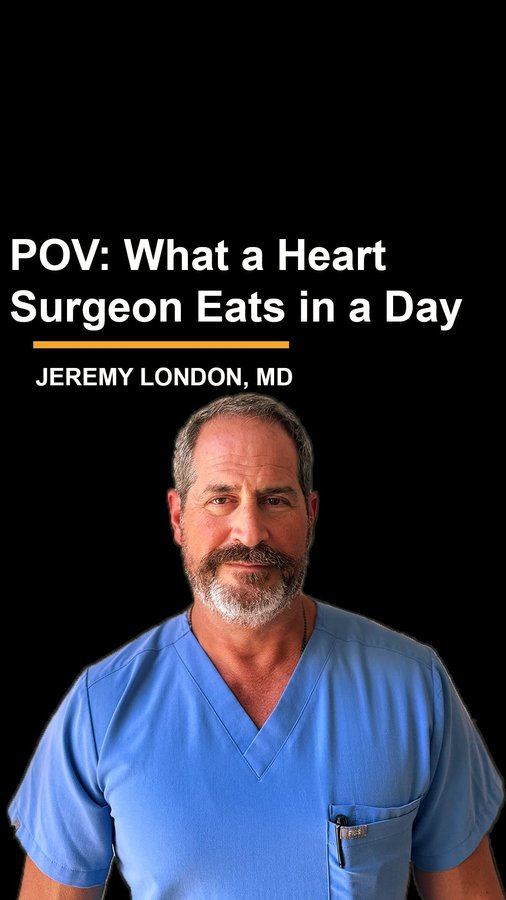 Instagram post by @drjeremylondon for IM8Health. Caption reads: POV: What a Heart Surgeon eats in a day🫀🥗

If....
