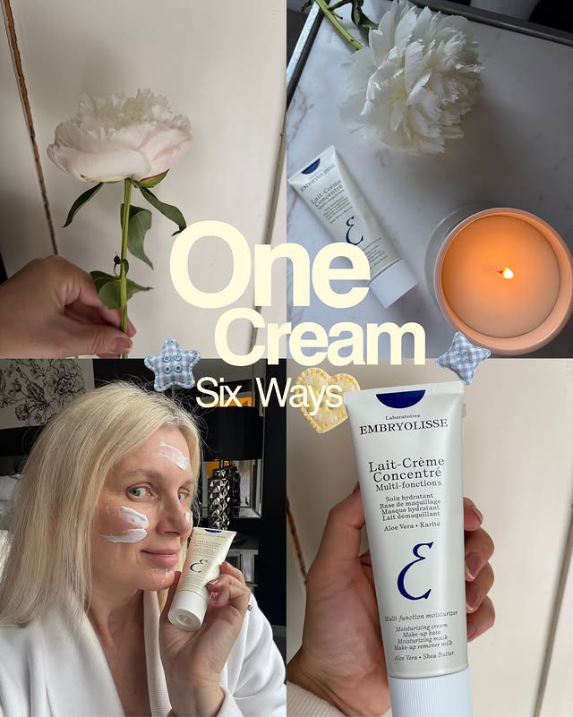 Instagram post by @yeg.re for Embryolisse. Caption reads: One Cream . Six ways. 🤯 @embryolisseca the iconic....