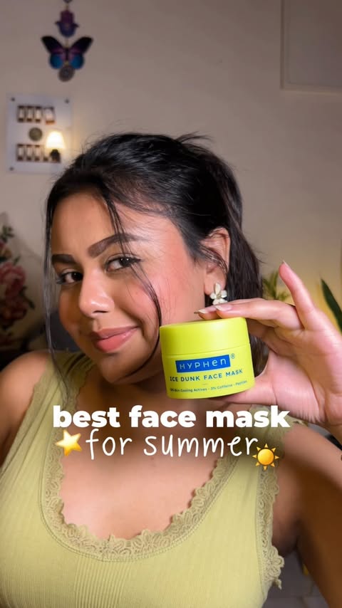 Instagram post by @ribribkropi for Hyphen. Caption reads: The @letshyphen Ice Dunk Cooling Mask has been my....
