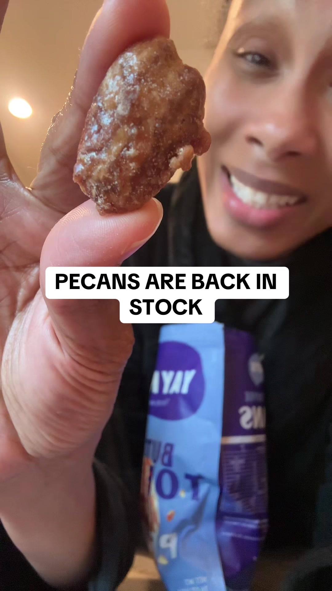 TikTok post by @zeesworld321 for Yay Nuts. Caption reads: @yaynuts yay nuts butter toffee pecans [...].