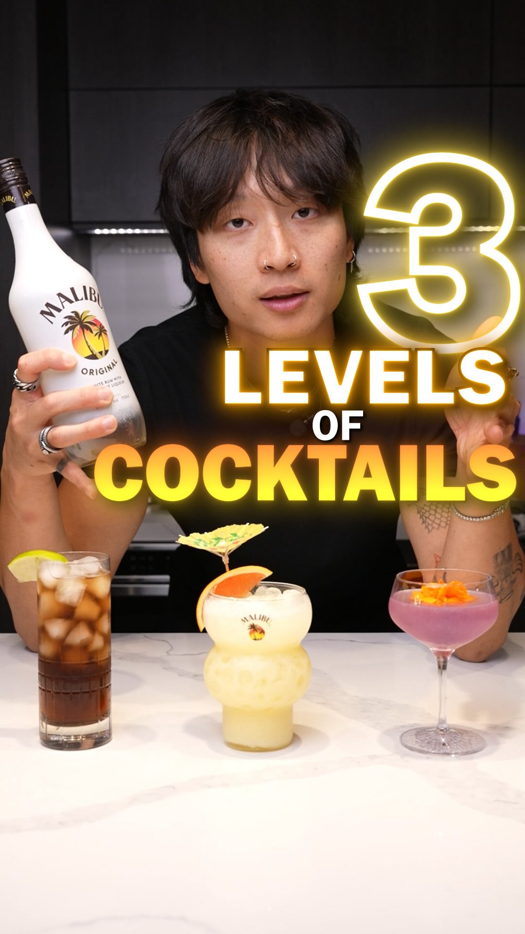 Instagram post by @barchemistry for Malibu Drinks. Caption reads: @malibu_rum showing how versatile it is by being....